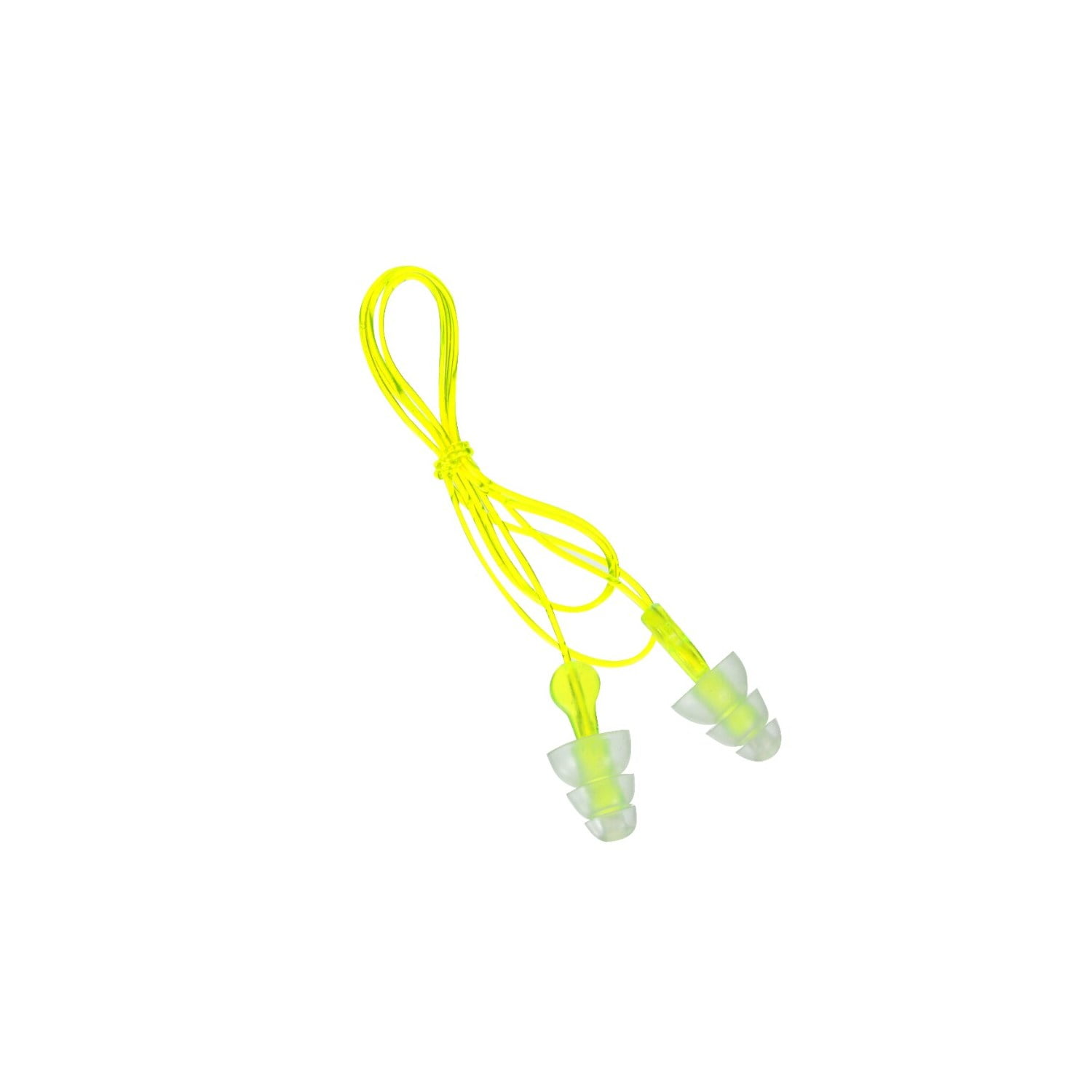 Peltor Sport Tri-Flange Corded Reusable Earplugs, Neon Yellow, NRR 26 dB, 3 Pairs