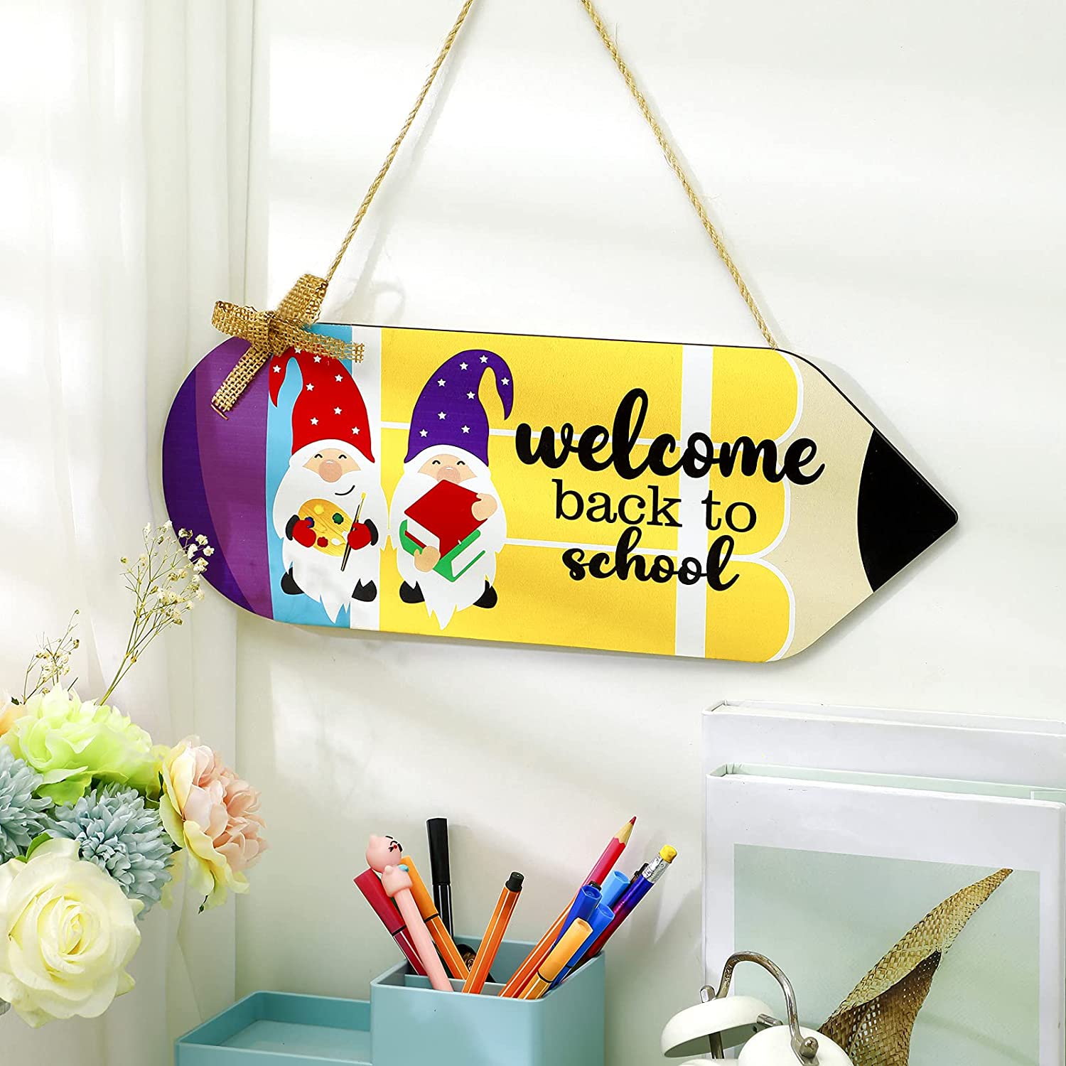 Papierlaternen-Set „Welcome Back To School“ – 20-teilig Mit Buntstiften, Äpfeln & Wabenbällen Für Klassenzimmer-Deko