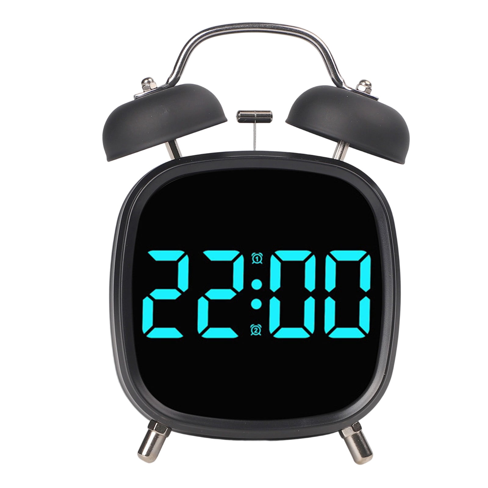 Digital Alarm Clock With Classic Twin Bell Design Led Display And Flexible Power Options For Home And Workplace