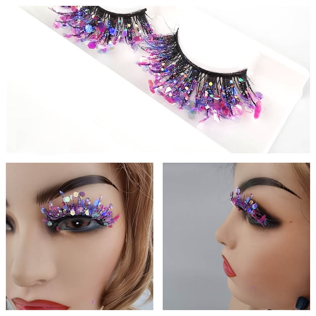 Fiudx Pestañas Póstumas Gruesas, Lentejuelas Brillantes, Delineadas Reutilizables, Maquilla Natural, Ideal para Fiestas y Carnavales, Mujeres Amantes de La Belleza, Fórmula Cómoda y No Irritante.