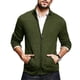 thumbnail image 2 of Suéter de otoño e invierno para hombre, de color sólido, cuello semialto, manga larga, cremallera, corte ajustado, cárdigan de punto, ropa masculina europea y americana, 2 of 5
