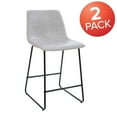 thumbnail image 6 of Merrick Lane 24 inch Faux Leather Counter Height Bucket Seat Stools in Light Gray, Set of 2, 6 of 15