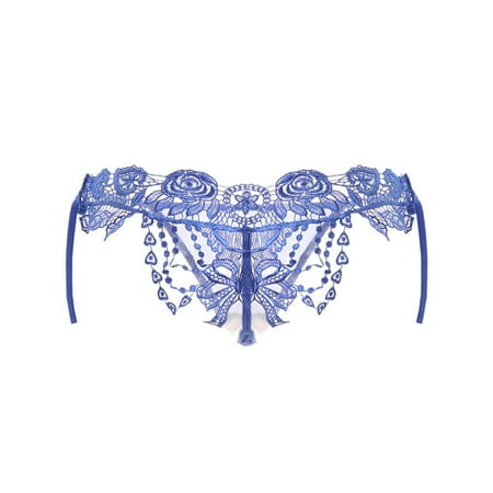 

ZHUASHUM Women Low Waist Transparent Panties Lace Floral Thong