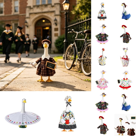 Back to School Porch Goose Outfit Set for Statue Lawn Porch Goose Clothes for Garden Yard Patio Statue Supplies