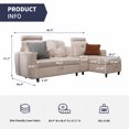 thumbnail image 2 of ZAFLY Convertible Sectional Couch, L Shaped Sofa with Storage Chaise, Modern Sectional Sofa with Cup Holders and Neck Pillows, Reversible Sectional Couch for Living Room, Beige, 2 of 8