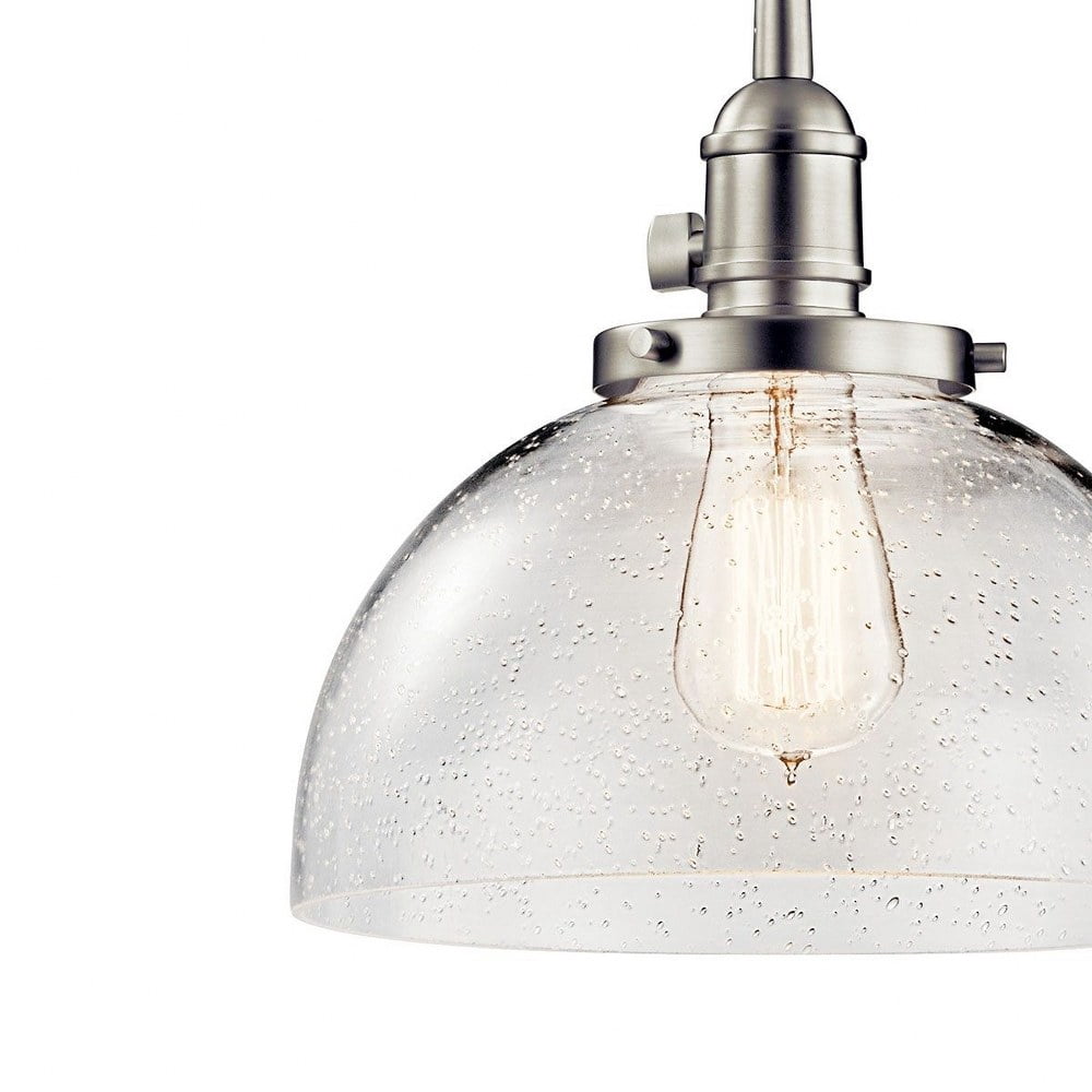 1 Light Farmhouse Vintage Mini Pendant Light Fixture with Clear Seeded Glass-Olde Bronze Finish Bailey Street Home 147-Bel-2013861