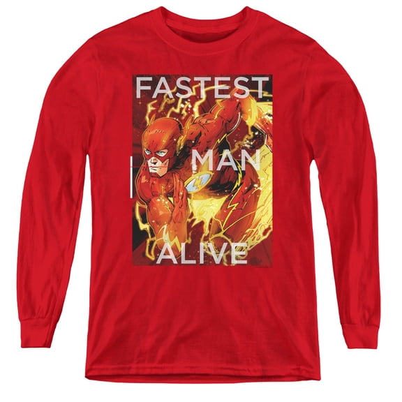 Jla - Fastest Man Alive - Youth Long Sleeve Shirt - Medium