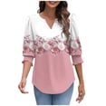 thumbnail image 4 of cocolona Womens Summer V Neck 3/4 Sleeve Tops Dressy Casual Blouses Fashion Casual Loose Floral Print T-shirts Trendy Tops 2025, 4 of 6