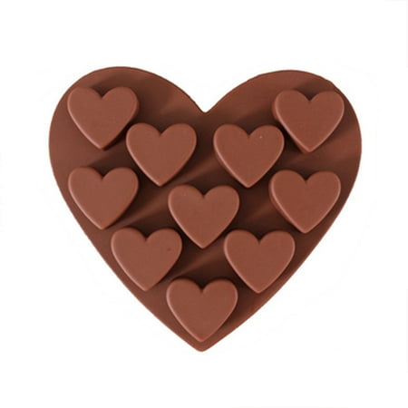 

DESTYER Heart Shaped Mold Home Bakery Multi-slot Sugar Candy Moulds Dessert Making Tools Chocolate Silicone DIY Handmade Baking Molds Chocolate color