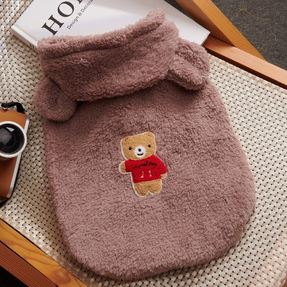 Yidarton New Fall/Winter Pet Clothes Teddy Bears Small Dog Clothes Bear Ears Hat Coat Pet Clothes Purple