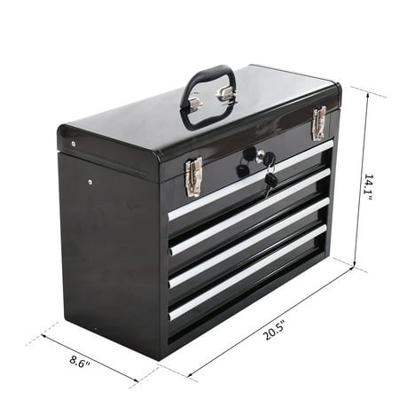 Tool Chest 4 Drawer Storage Toolbox Top Compartment Lockable