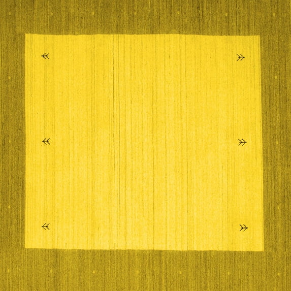 Ahgly Company Machine Washable Indoor Square Solid Yellow Modern Area Rugs, 7' Square