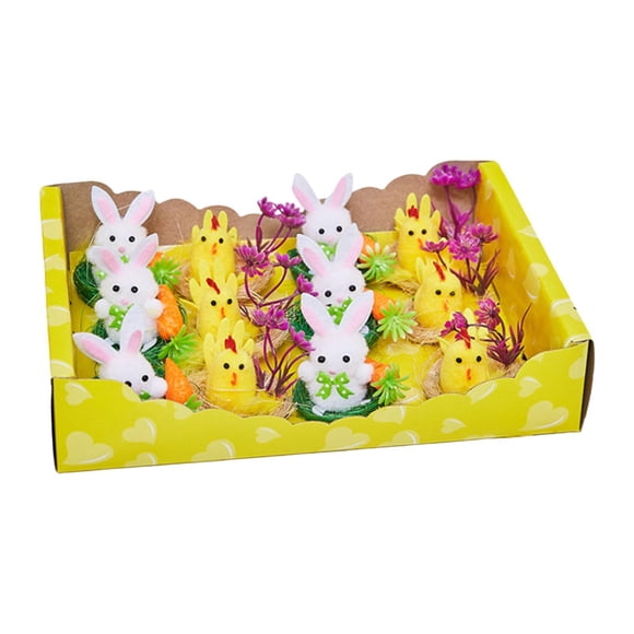 Adornos de pollitos de Pascua, lindos centros de mesa, decoración navideña, adornos de jardín pollitos y conejitos