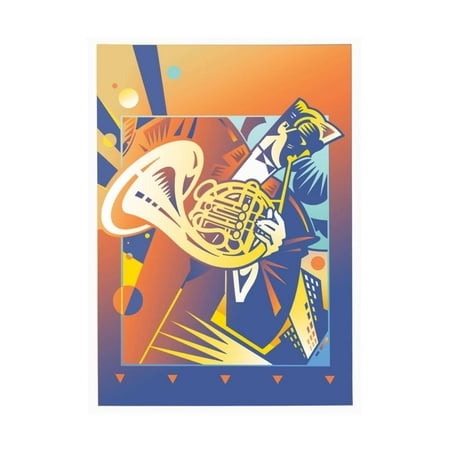 - Musician Playing on French Horn Print Wall Art By David Chestnutt