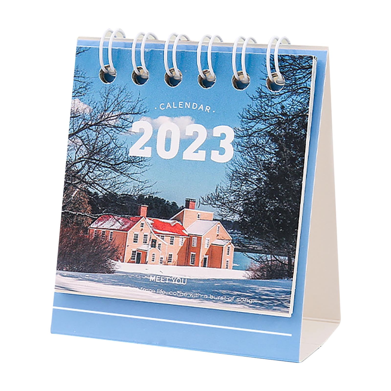 Deals！Loyerfyivos 2023 Mini Desk Calendar Protable Standing Flip