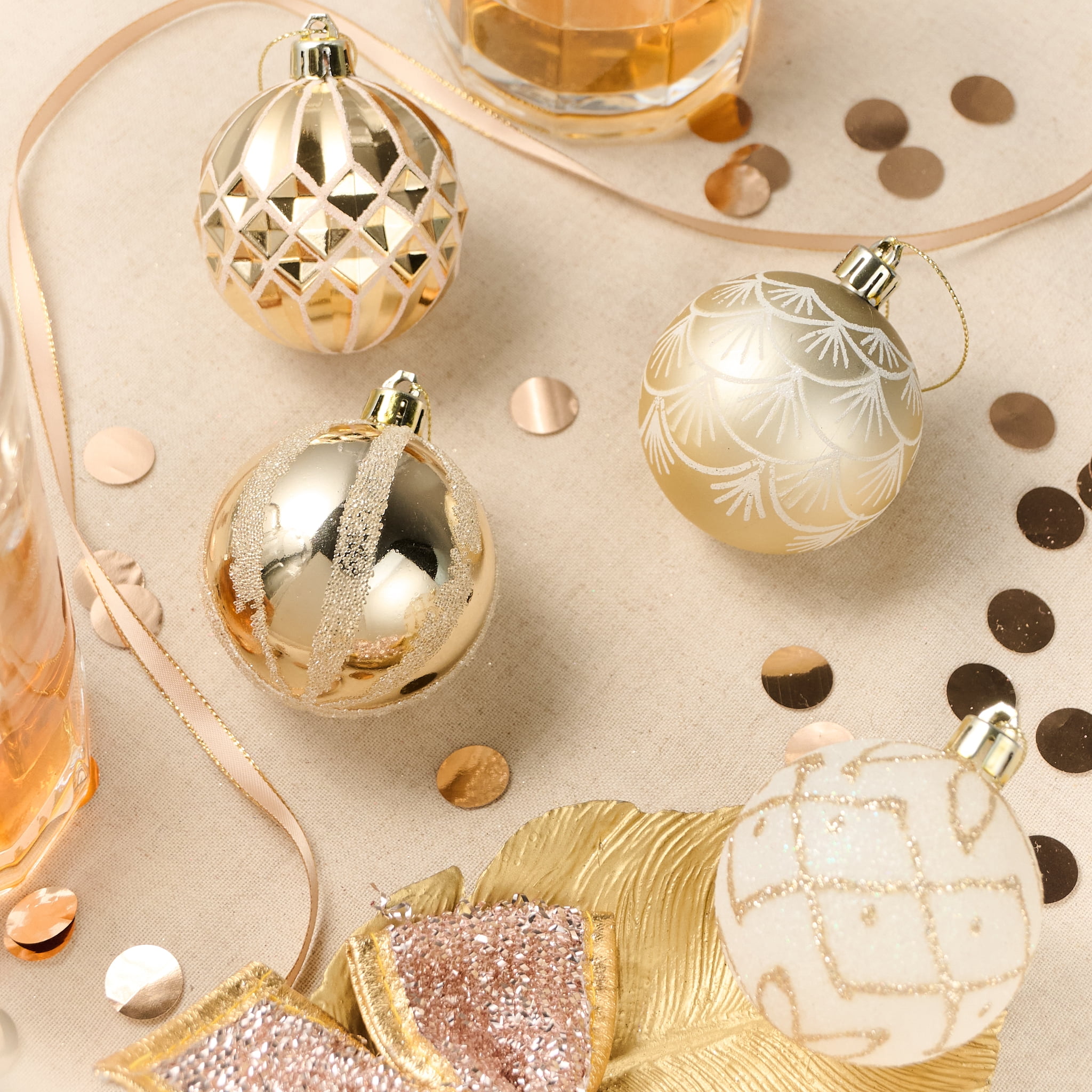 Valery Madelyn 30ct 2.36 inches Christmas Ornaments, White Gold Shatterproof Christmas Ball Ornaments Set, Hanging Tree Ornaments Bulk for Xmas Party Decor