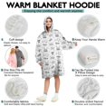 thumbnail image 5 of Wearable Oversized Blanket,Monochrome Controllers Games Icons White Pattern Wearable Blanket Hoodie for Adults,Cozy Hooded Blankets with Super Pockets,Super Warm Fuzzy Pullover for Women & Men, 5 of 6