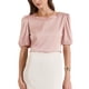 thumbnail image 1 of INSPIRAR CHIC Blusa de satén de media manga con escote corazón para mujeres, oficina, XS, rosa, 1 of 6