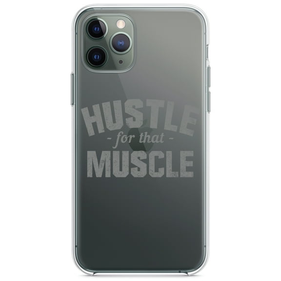 DistinctInk Clear Shockproof Hybrid Case for iPhone 13 (6.1" Screen) - TPU Bumper Acrylic Back Tempered Glass Screen Protector - Hustle for that Muscle