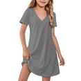 thumbnail image 2 of Spazoro Toddler Girls A-Line Dress, Casual Floral Print Short Sleeve Round Neck Princess Dresses for Child Girls Gray Size 5 T, 2 of 9