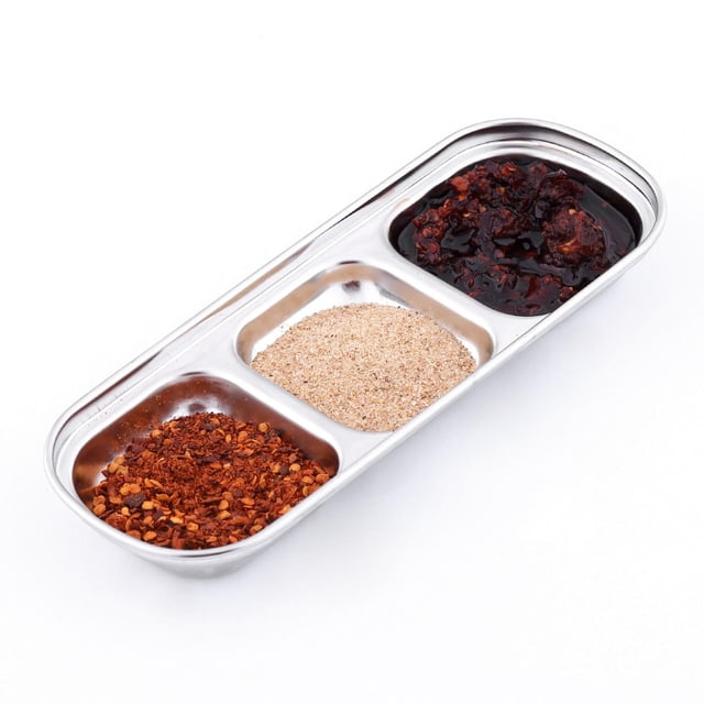 Plato para salsa, plato para salsa de acero inoxidable, plato para salsa, plato para condimentos, artesanía superior