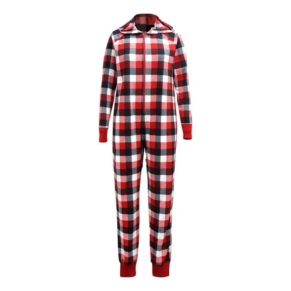 Family PJs Intimates Red Hooded Holiday One-Piece Sleepwear Size: M