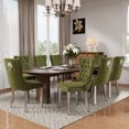 thumbnail image 5 of DONICK Velvet Upholstered Dining Chairs,Wing Back Side Chair Tuft Nailhead Ring Pull Metal Legs(Olive,Silver Legs,Set of 2), 5 of 10