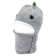 thumbnail image 4 of Oiyii Toddler Boys Dinosaur‑Sculpted Balaclava Solid Knit Caps Skiing Beanie Fall Winter Cap, Grey, 4 of 4