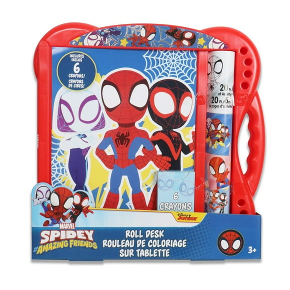 Bureau de coloriage Spider-Man et ses amis avec 7,6 m d'activités de coloriage, crayons et autocollants pour les enfants de 3 ans et plus