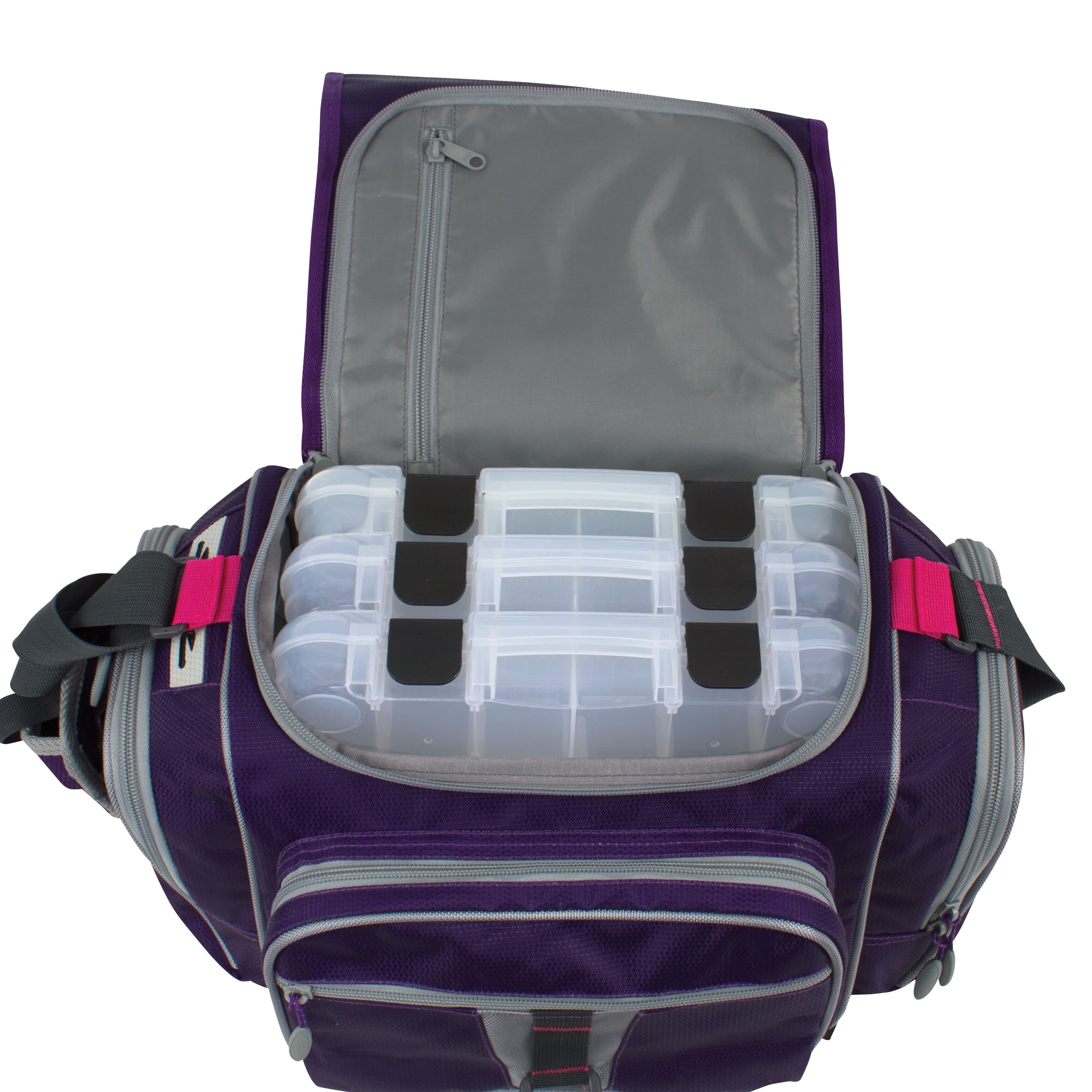 Okeechobee Fats Fishing Tackle Bag with 3 Medium Utility Box, Purple,  Unisex, Polyester