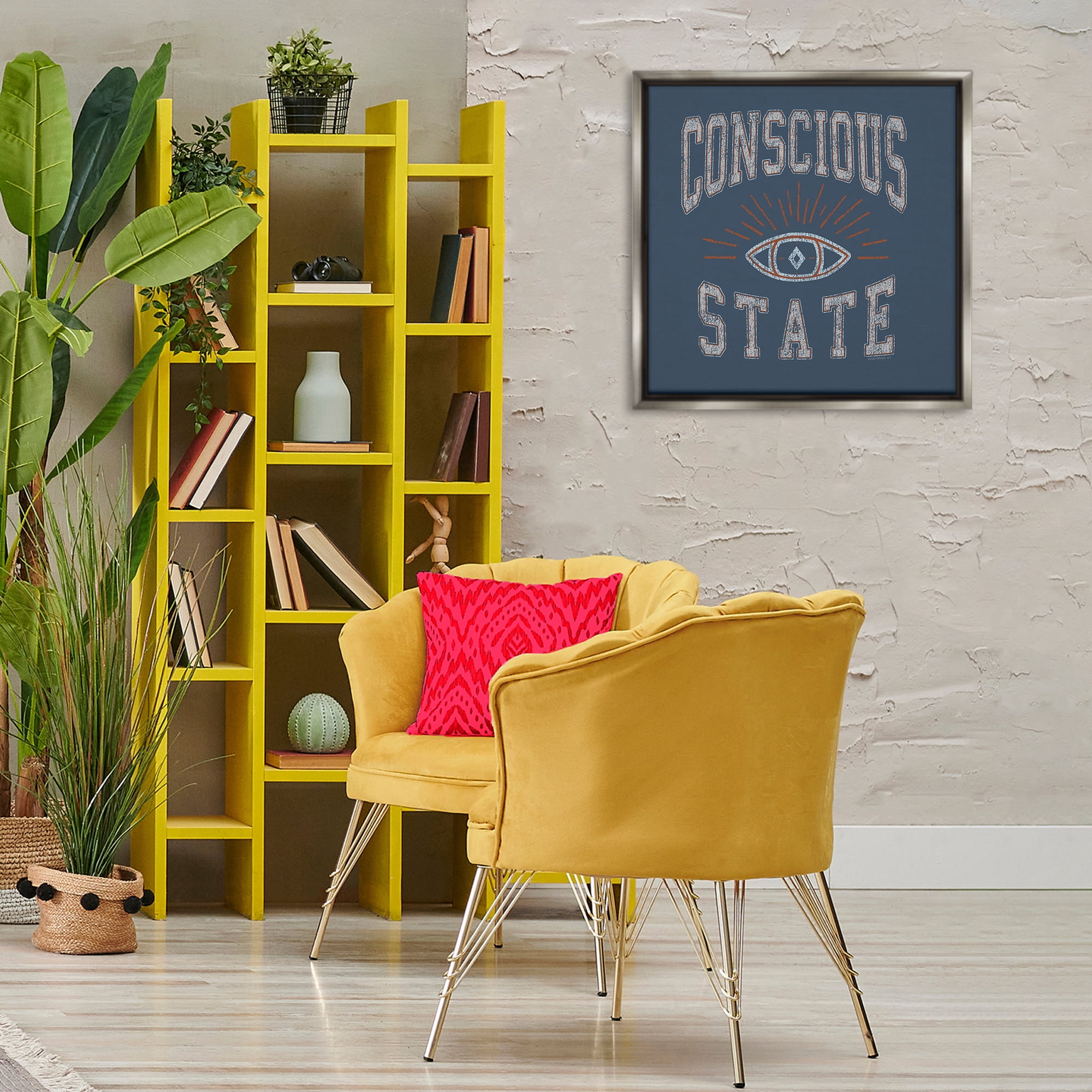 Stupell Industries Conscious State Varsity Style Text & Numbers Painting Gray Floater Framed Canvas Art Print Wall Art, 25 x 25