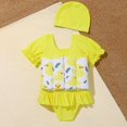 thumbnail image 2 of Esho Little Boys Girls One Piece Rashguard Float Suit With Swim Cap, Kids Floral Cartoon Zip up Buoyancy Swimsuit + Hat, 2 Pieces, 2-6 Years, 2 of 6