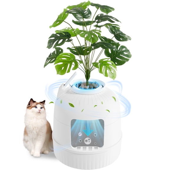 Lifewit Litter Box Cat with Faux Plant & Scoop, Hidden Enclosure Litter Tray with Odor Control & Carbon Filter in Living Room, Bedroom, Corner, White