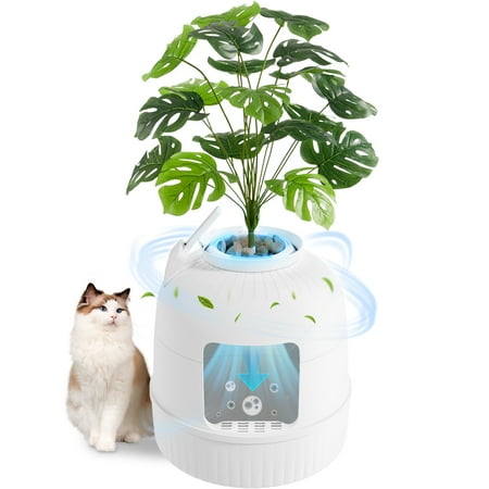 Lifewit Litter Box Cat with Faux Plant & Scoop, Hidden Enclosure Litter Tray with Odor Control & Carbon Filter in Living Room, Bedroom, Corner, White