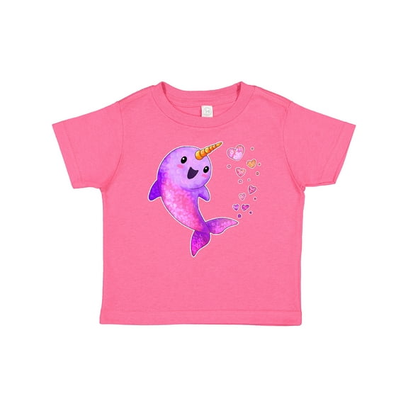 Inktastic Valentine's Day Cute Pink Narwhal with Hearts Boys or Girls Baby T-Shirt