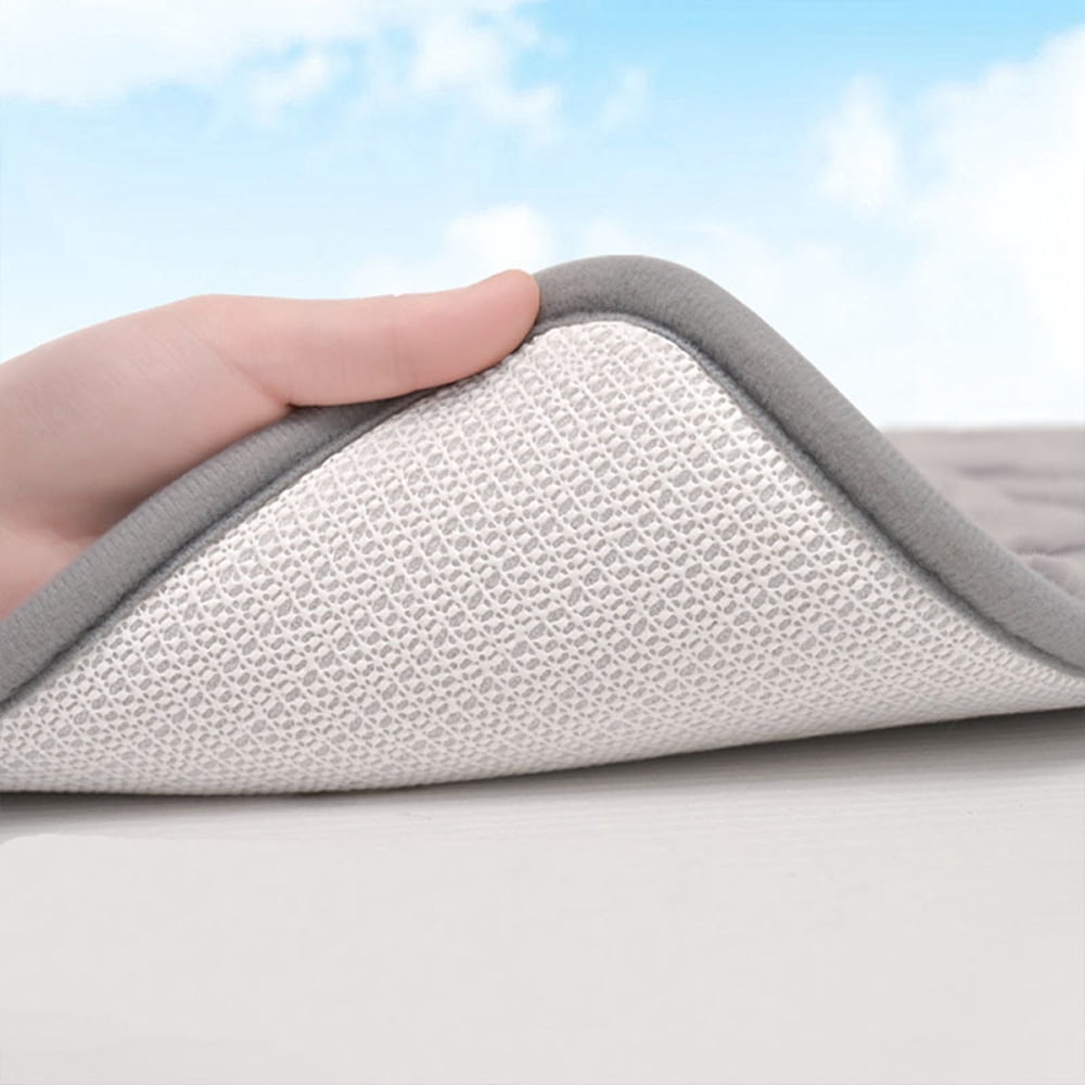 FUDAKUNA Soft Beige White Memory Foam Bathroom Rug 20"x32" Non-Slip Absorbent Plush Bath Mat Machine Washable