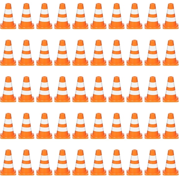 50PCS Mini Traffic Cones, Plastic Miniature Traffic Signs,Small Cones for Street Sign Training Party,Multi-purpose Construction Theme Party