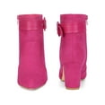 thumbnail image 5 of BLISSFUL STEP Women's Ankle Boots Chunky Heel Pointed Toe Buckle Strap Zipper Faux Suede Fuchsia 10, 5 of 6