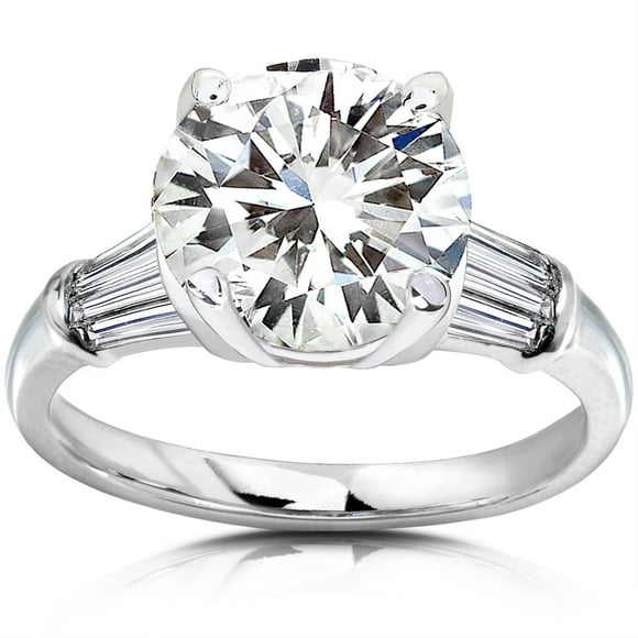 Kobelli Round Moissanite Engagement Ring 3 3/4 CTW 14k White Gold, Size 7.5, White Gold