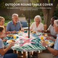 thumbnail image 3 of Round Outdoor Tablecloth with Umbrella Hole and Zipper, Coastal Botanical Tablecloth with Elastic Waterproof, Palm Leaves Beach Starfish Shell Summer Patio Table Covers for 55" - 60" Pool Tables, 3 of 9
