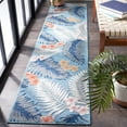 thumbnail image 3 of SAFAVIEH Cabana Kade Botanical Indoor/Outdoor Runner Rug, Aqua/Ivory, 2' x 5', 3 of 11
