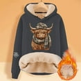 thumbnail image 2 of IWRICH Valentine's Day Hoodies for Women Cow with Scarf Printed Hooded Sweatshirts Sherpa Lined Pullover Tops GY2 XL, 2 of 3