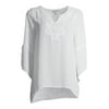 The Pioneer Woman Woven Crepe Blouse with Sharkbite Hem, Womens