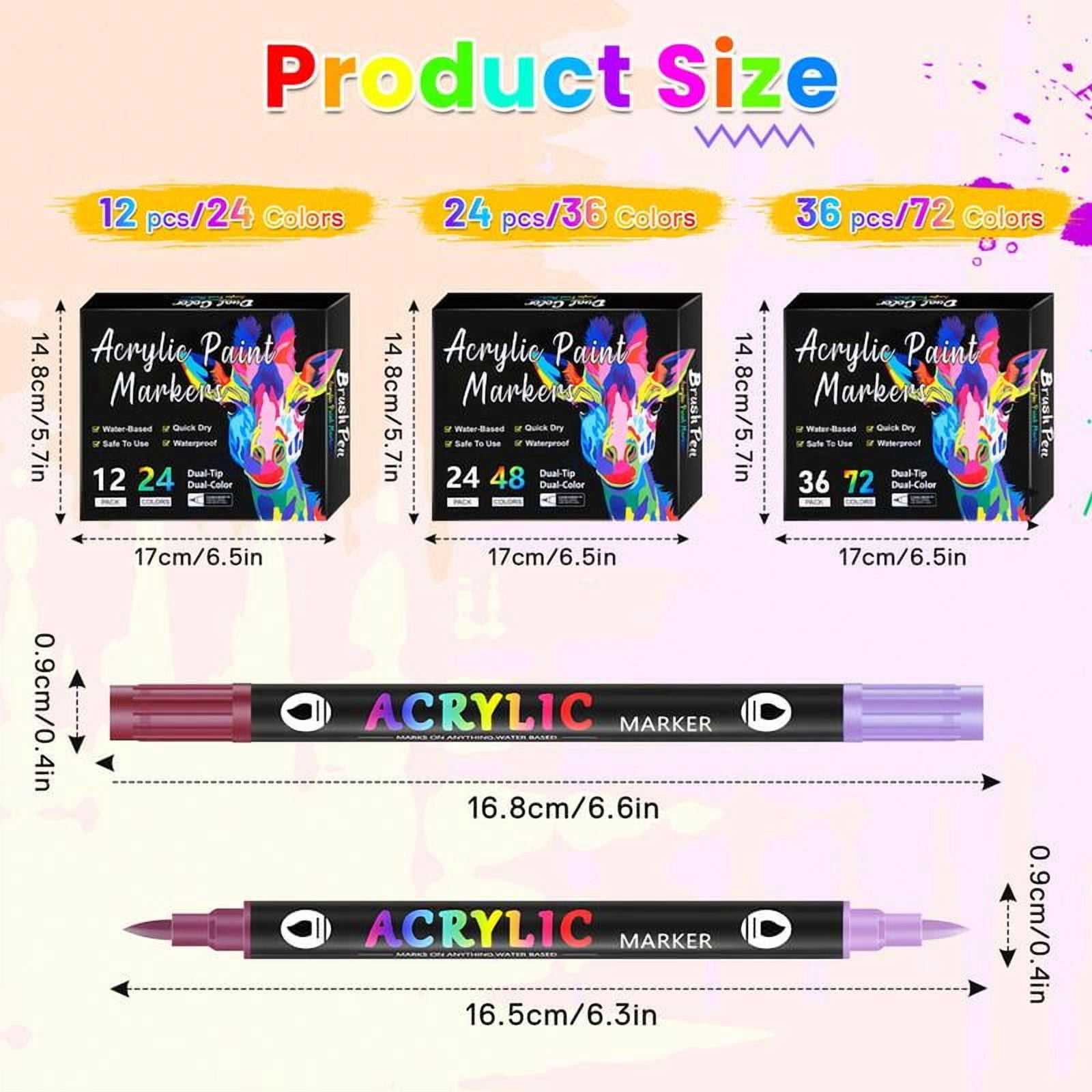 24/48/72 Dual Tip Acrylic Paint Markers Pens Set,Double Ended Drawing Art Pens For Rock,Ceramic,Wood,Canvas,Plastic,Glass,Stone,DIY Crafts Gift.Easter gifts, egg decorations