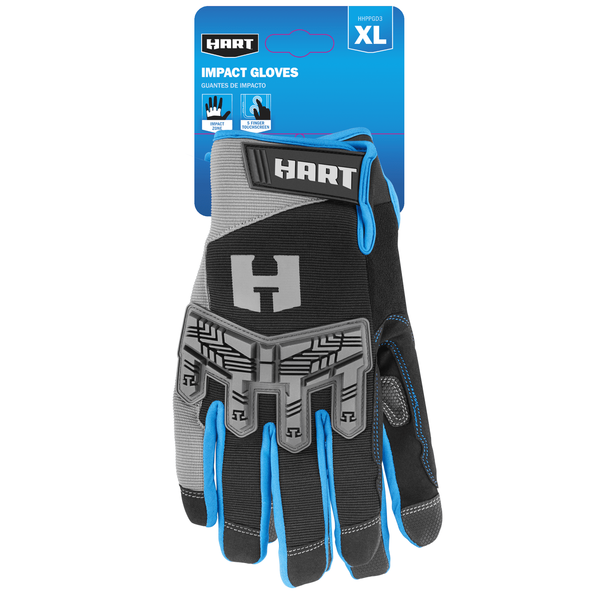 (2 pack) HART Impact Work Gloves, 5-Finger Touchscreen Capable, Size Extra Large