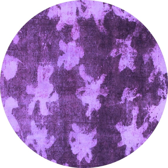 Ahgly Company Indoor Round Abstract Purple Modern Area Rugs, 5' Round