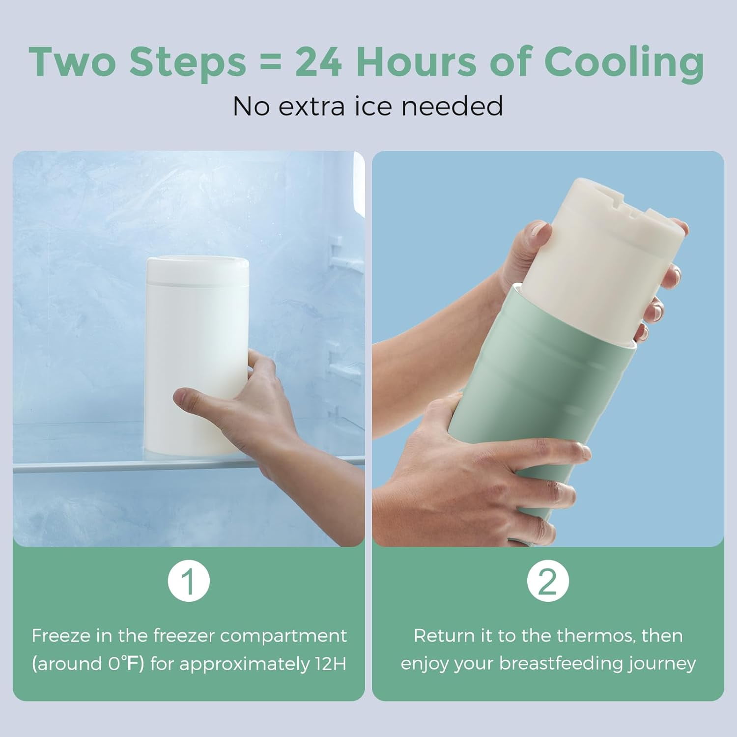 Momcozy Portable Breast Milk Cooler for Travel, 24H Ice-Free Cooling Breastmilk Storage Bottles Container, 12oz Leak Proof Outdoor Small Freezer