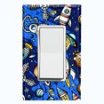 thumbnail image 1 of Metal Light Switch Wall Plate Outlet Cover (Spaceship UFO Astronaut Rocket Outerspace Star Blue - Single Rocker), 1 of 2