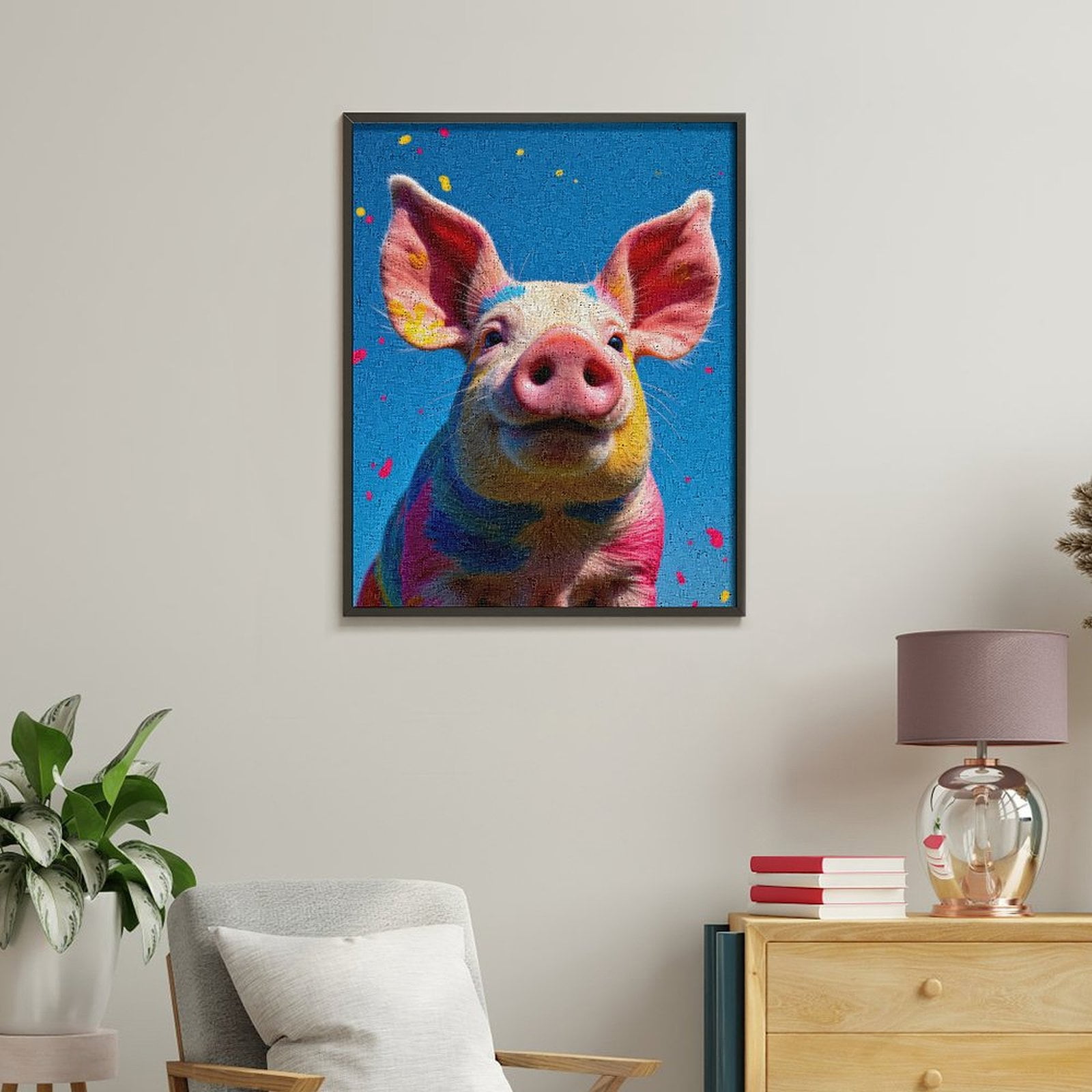 Paint By Numbers Kit for Adults Beginner - DIY Colorful Pig Art Bright Sky Canvas Painting Kits for Adults, Frameless Paint By Number for Adults for Home Wall Decor 16x20 Inch
