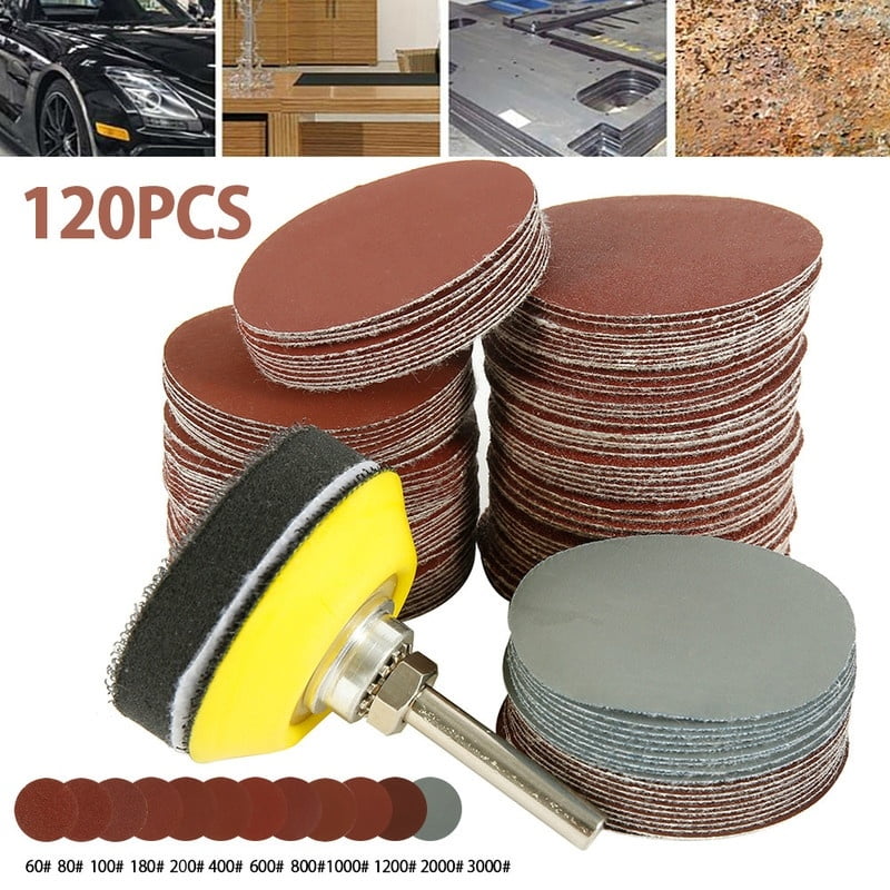 120pcs 2in Sanding Discs pads 60-3000 Grit Polishing Pad Sandpaper Tool